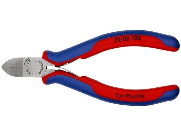 Knipex 72 02 125, Diagonal tang, Kromvanadiumstål, Plast, Blå, Rød, 125 mm, 109 g
