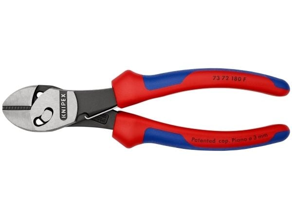 Knipex TwinForce, Diagonal tang, Kromvanadiumstål, Plast, Blå, Rød, 180 mm, 280 g