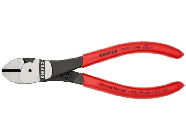 Knipex 74 01 160, Diagonal tang, Kromvanadiumstål, Plast, Rød, 160 mm, 178 g