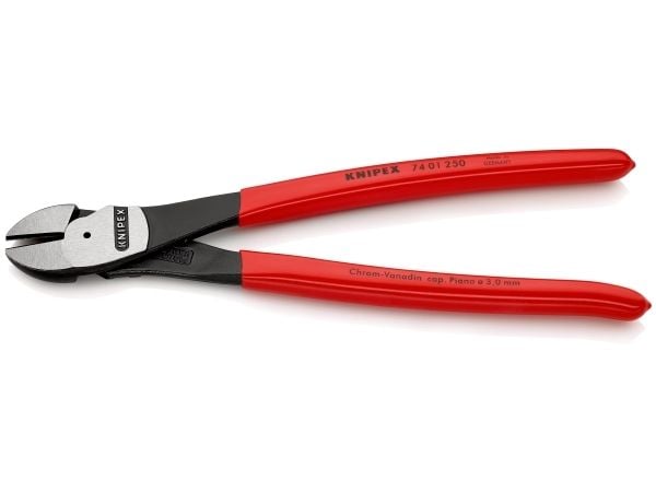 Knipex 74 01 250, Diagonal tang, Kromvanadiumstål, Plast, Rød, 250 mm, 391 g