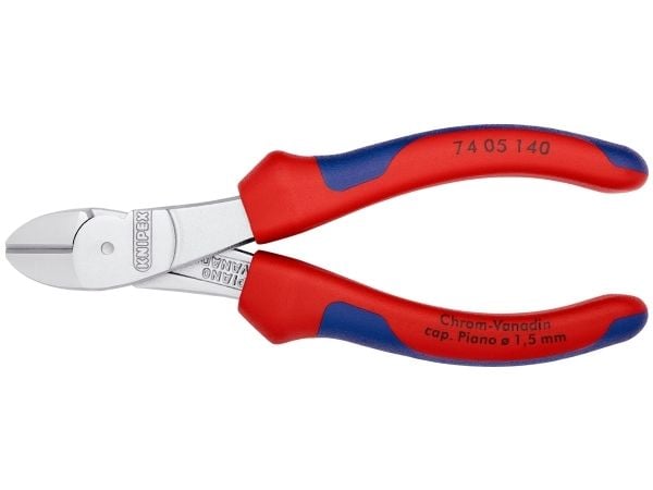 Knipex 74 05 140, Diagonal tang, Kromvanadiumstål, Plast, Blå, Rød, 140 mm, 157 g