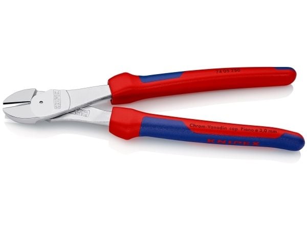 Knipex 74 05 250, Diagonal tang, Kromvanadiumstål, Plast, Blå, Rød, 250 mm, 440 g