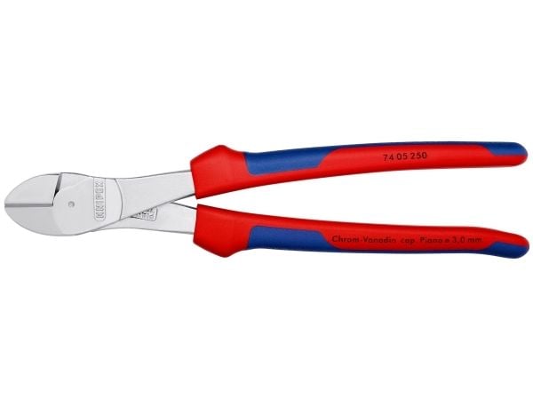 Knipex 74 05 250, Diagonal tang, Kromvanadiumstål, Plast, Blå, Rød, 250 mm, 440 g