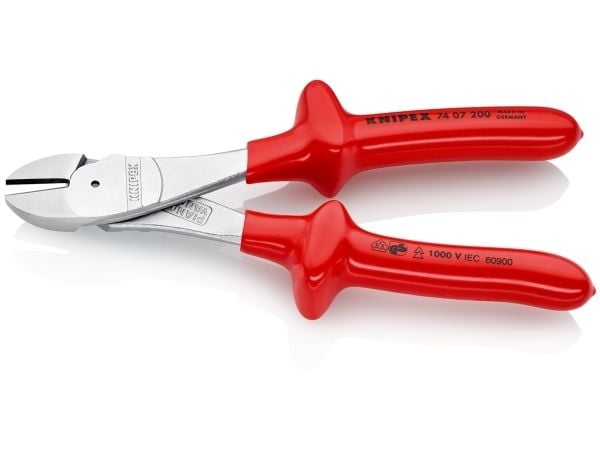 Knipex 74 07 200, Diagonal tang, Kromvanadiumstål, Plast, Rød, 200 mm, 328 g