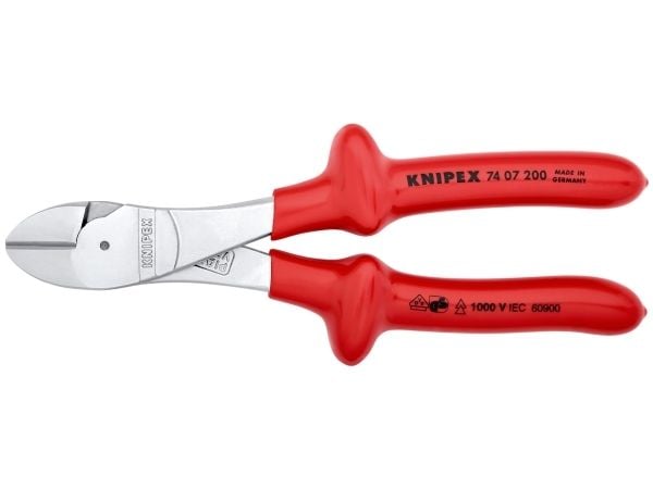 Knipex 74 07 200, Diagonal tang, Kromvanadiumstål, Plast, Rød, 200 mm, 328 g