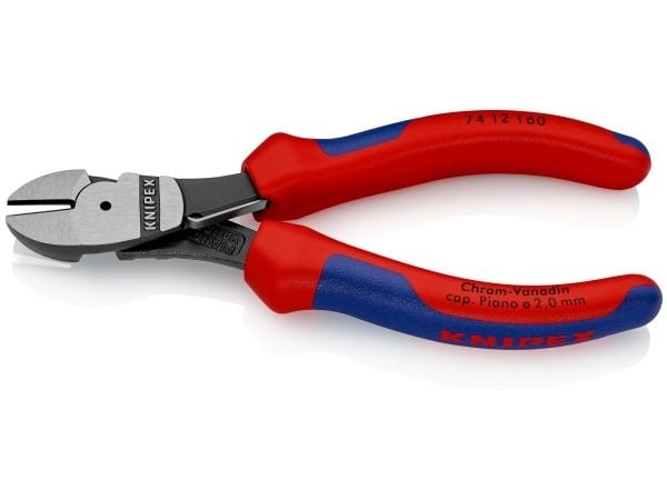 Knipex 74 12 160, Diagonal tang, Kromvanadiumstål, Plast, Blå, Rød, 160 mm, 209 g