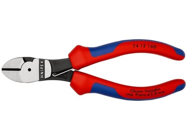 Knipex 74 12 160, Diagonal tang, Kromvanadiumstål, Plast, Blå, Rød, 160 mm, 209 g