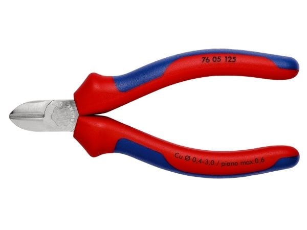 Knipex 76 05 125, Diagonal tang, Kromvanadiumstål, Plast, Blå, Rød, 125 mm, 118 g