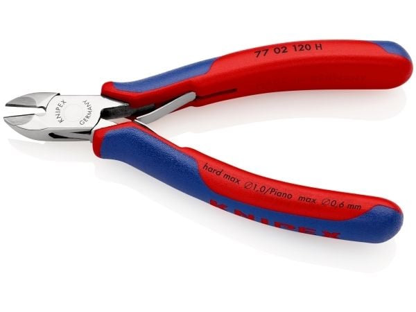 Knipex 77 02 120 H, Diagonal tang, Plast, Blå, Rød, 120 mm, 85 g