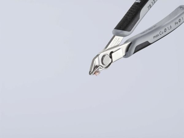 Knipex 78 13 125 ESD, Sivuleikkurit, Ruostumaton teräs, Terästä, Muovi, Musta, Harmaa, 125 mm, 57 g