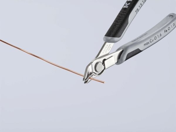 Knipex 78 13 125 ESD, Sivuleikkurit, Ruostumaton teräs, Terästä, Muovi, Musta, Harmaa, 125 mm, 57 g