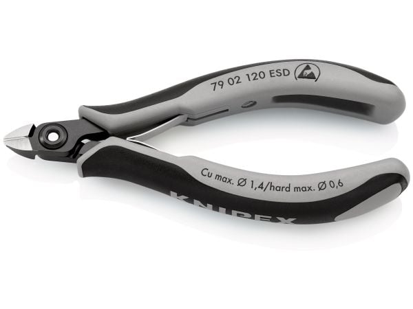 Knipex 79 02 120 ESD, Diagonal tang, 6,5 mm, 6,5 mm, 1,4 mm, 9 mm, Beskyttelse mot elektrostatisk utladning (ESD)