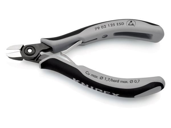 Knipex 79 02 125 ESD, Diagonal tang, Kromvanadiumstål, Plast, Sort, Grå, 125 mm, 61 g