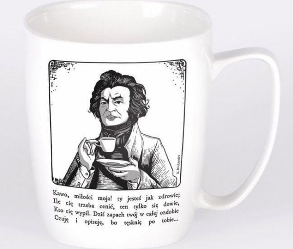 Hvit keramikkkrus av Adam Mickiewicz