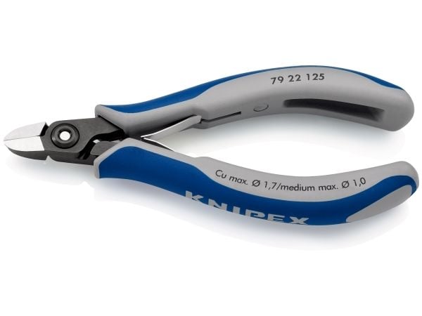 Knipex 79 22 125, Diagonal tang, Kromvanadiumstål, Plast, Blå, Grå, 125 mm, 60 g