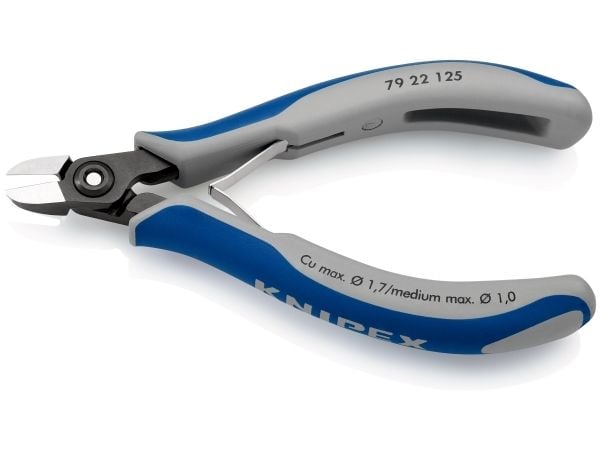 Knipex 79 22 125, Diagonal tang, Kromvanadiumstål, Plast, Blå, Grå, 125 mm, 60 g