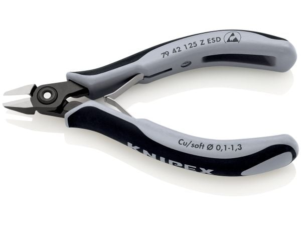Knipex 79 42 125 Z ESD, Diagonal tang, 1,1 cm, 6,5 mm, 1,3 mm, Beskyttelse mot elektrostatisk utladning (ESD), Sort, Grå