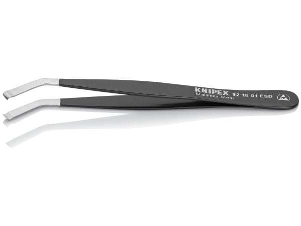 Knipex 92 16 01 ESD, rustfritt stål, svart, flat, buet, 15 g, 10 mm