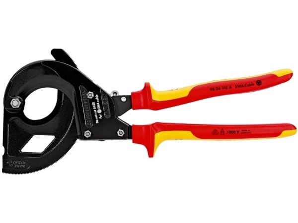 Knipex 95 36 315 A Räikkäkaapelileikkuri Sopii teräsvahvisteiselle kaapelille 45 mm 380 mm²