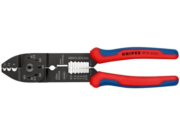 Knipex 97 21 215 C, Diagonal tang, Metall, Plast, Blå, Rød, 230 mm, 222 g