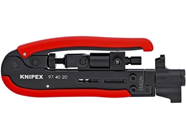 Knipex 97 40 20 SB Puristustyökalu Sopii f-liittimille, BNC-liittimille, RCA-liittimille RG59, RG6, RG11