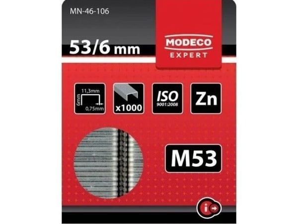 Modeco møbelstifter 53/14 mm 1000 stk