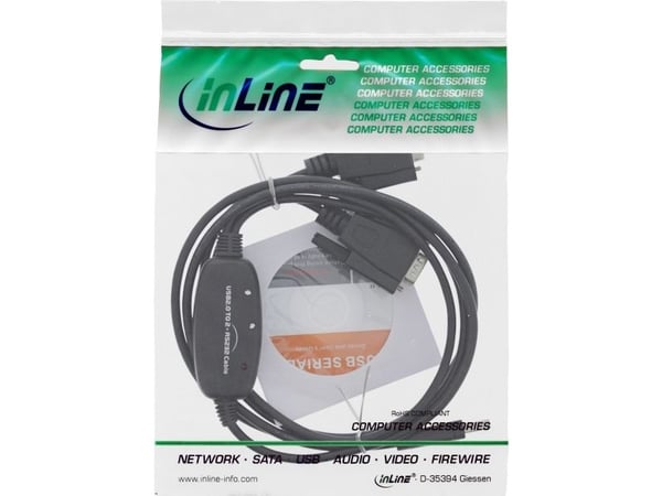 InLine 33305M, 9pin Sub D male, 2 x RS232 9 Pin Sub-D, 1,5 m, Svart