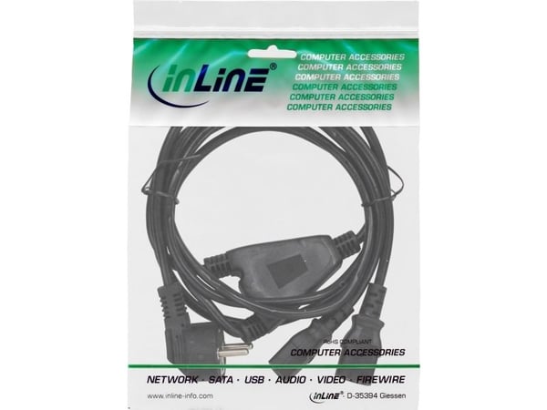 InLine 16657F, 5 m, Virtapistoke tyyppi F, 2 x C13 liitin