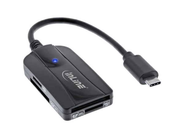 InLine 66772C, HC MMC+, MMC, MMC+, MicroSD (TransFlash), MicroSDHC, MicroSDXC, SD, SDHC, SDXC, Svart, 5000 Mbit/s, USB 3.2 Gen 1 (3.1 Gen 1) Type-C...