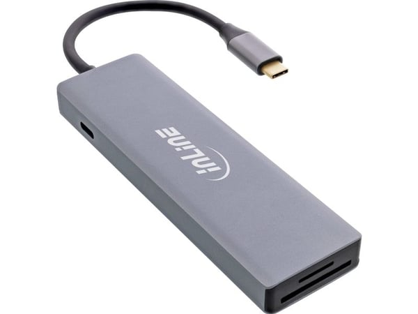 InLine 33271O, USB 3.2 Gen 1 (3.1 Gen 1) Type-C, HDMI, USB 3.2 Gen 1 (3.1 Gen 1) Type-A, 5000 Mbit/s, 3840 x 2160 piksler, Grå, Aluminium