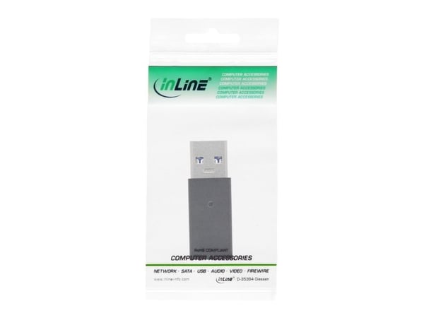 InLine® USB 3.2 Gen.2 -sovitin USB-A uros USB Type-C naarasliitäntään