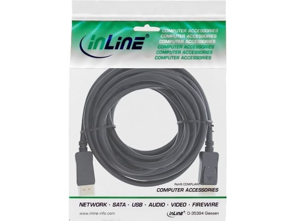 InLine 17210P, 10 m, DisplayPort, DisplayPort, Hankjønn, Hankjønn, 7680 x 4320 piksler