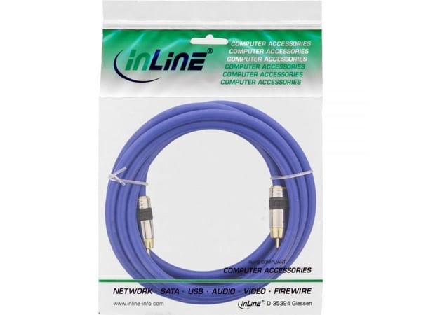 InLine 4043718018260, RCA, Hanstik, RCA, Hanstik, Hanstik, 3 m, Blå