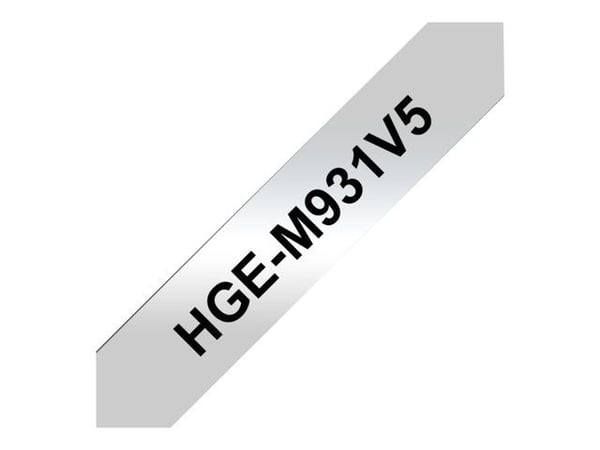Brother HGE-M931V5 - Sort på sølv - Rull (1,2 cm x 8 m) 5 kassett(er) laminert teip - for P-Touch PT-9500pc, PT-9800PCN; P-Touch R RL-700S