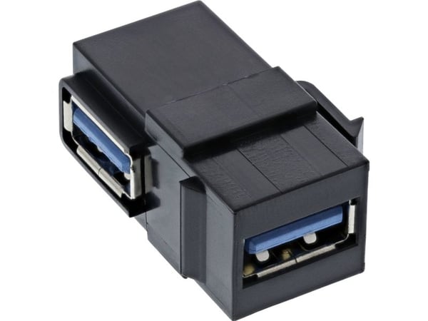 InLine 76202K, USB 3.1 (Gen.1) A female, USB 3.0 A, Musta