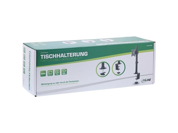 InLine 23108D, Klemmer, 10 kg, 33 cm (13"), 100 x 100 mm, Høydejustering, Svart