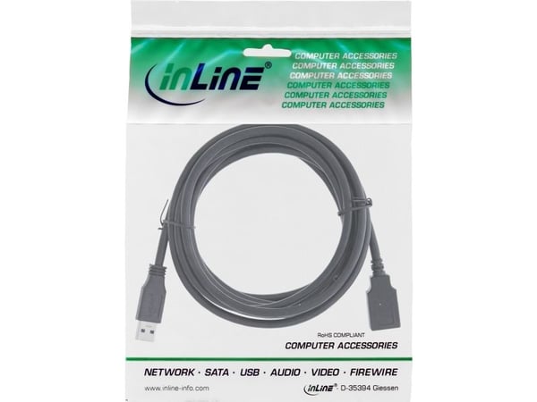 InLine 35665, 5 m, USB A, USB A, USB 3.2 Gen 1 (3.1 Gen 1), 5 Gbit/sek, Svart