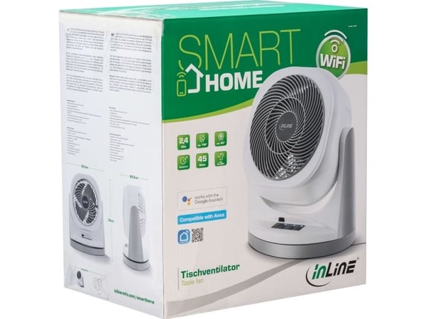InLine 40161, Viftedrevet elektrisk romvarmer, Hvit, Bord, 57 dB, 110°, Berøringskontroll