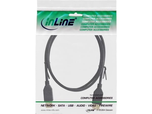 InLine 34615S, 1,5 m, USB A, USB A, USB 2.0, Svart