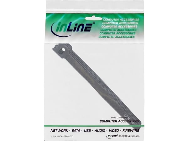 InLine 59943U, Koukullinen ja lenkillinen nippuside, Musta, 180 mm, 12 mm, 10 kpl