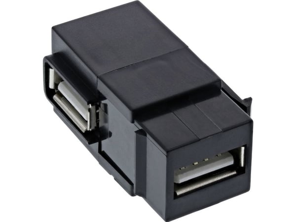 USB 2.0 Keystone snap-in insertti - USB-A pistorasia / pistorasia - kulmikas - musta (76202J)