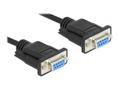 Delock - Null modem-kabel - DB-9 (hunn) til DB-9 (hunn) - 5 m - tommelskruer - svart