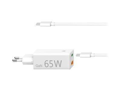Hama - Strømadapter - 65 watt - 3.25 A - PD, QC 3.0 - 2 utgangskontakter (USB-type A, USB-C) - hvit