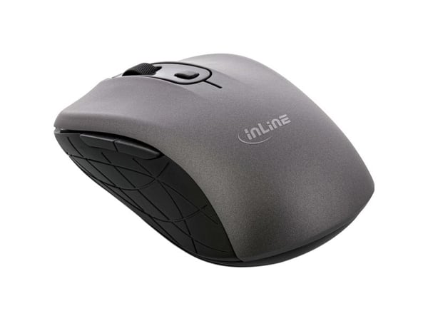 InLine 55363, högerhand, Optisk, Trådlös RF + Bluetooth, 2400 DPI, Grå, Svart