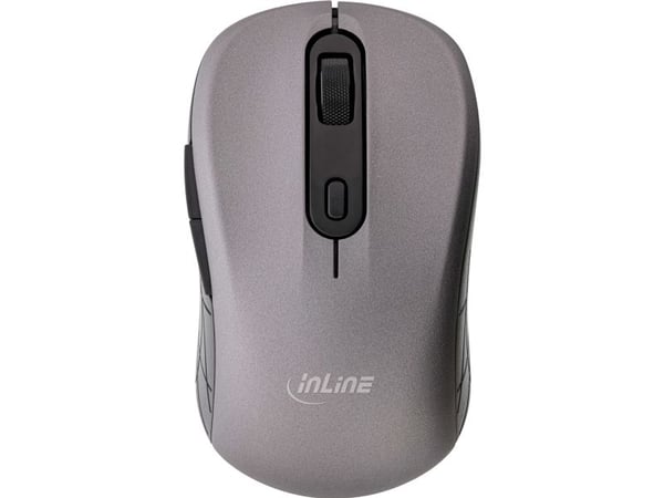 InLine 55363, högerhand, Optisk, Trådlös RF + Bluetooth, 2400 DPI, Grå, Svart