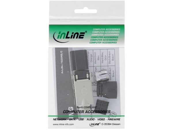InLine 76204C, RJ-45, Hopea, Uros, Suora, Metalli, Muovi, Cat8.1