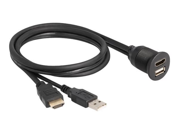 Delock - HDMI / USB-jatkokaapeli - USB, HDMI han til USB, HDMI hun - 1 m - lajittelu - 4K60 Hz (3840 x 2160) tuki