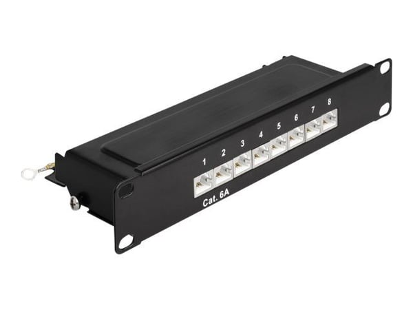 Delock - Koblingspanel - rackmonterbar - CAT 6a - RJ-45 X 8, LSA X 8 - svart - 1U - 10"