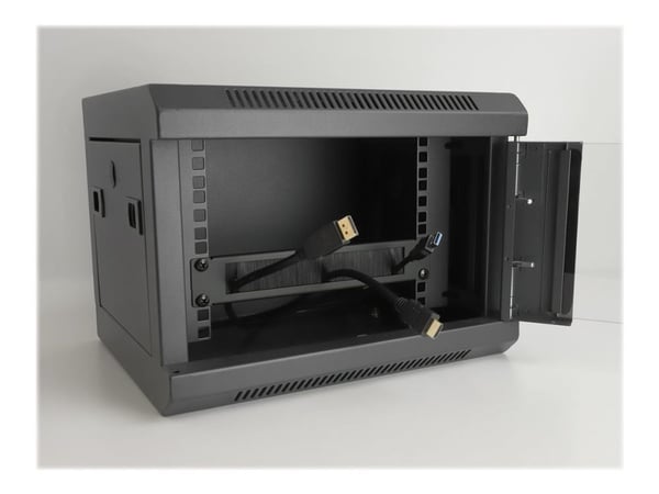 Delock - Panel med rektangulär kabelgenomgång - rackmontering - svart - 1U - 19"