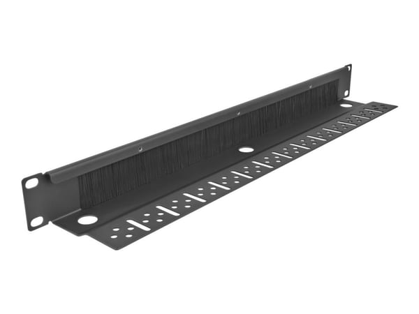 Delock - Panel med rektangulär kabelgenomgång - rackmontering - svart - 1U - 19"